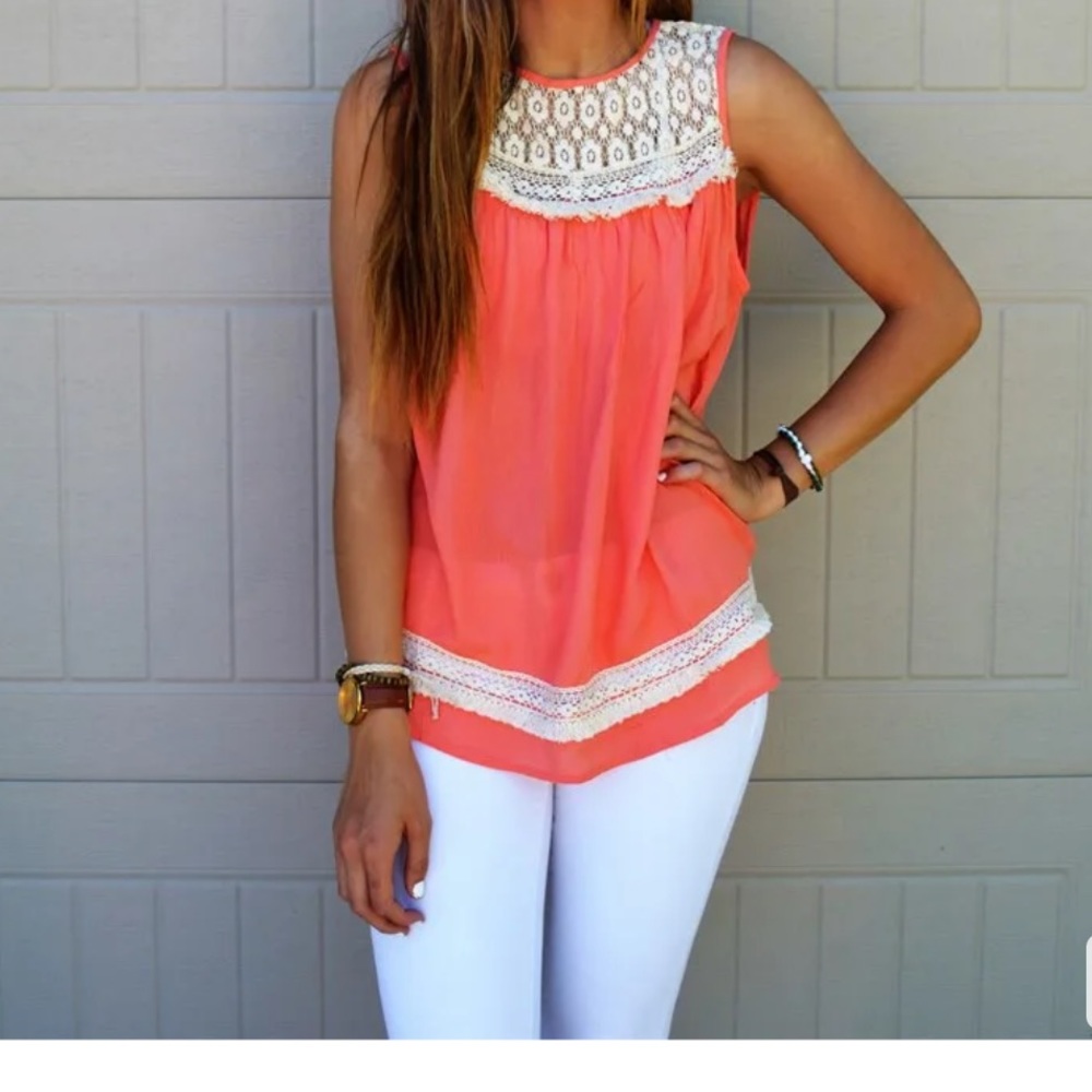 Crochet trim tank top